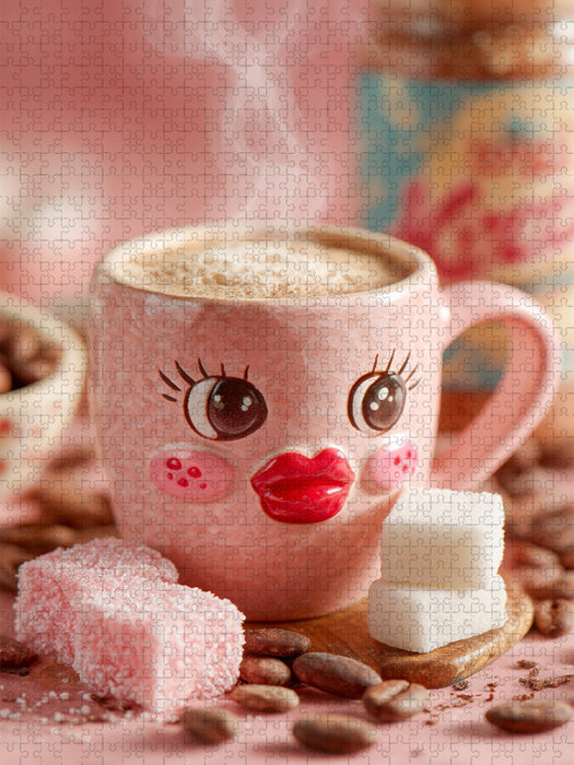 Verliebter Kakao mit Kussmund - Süßes Retro-Motiv voller Charme - CALVENDO Foto-Puzzle'
