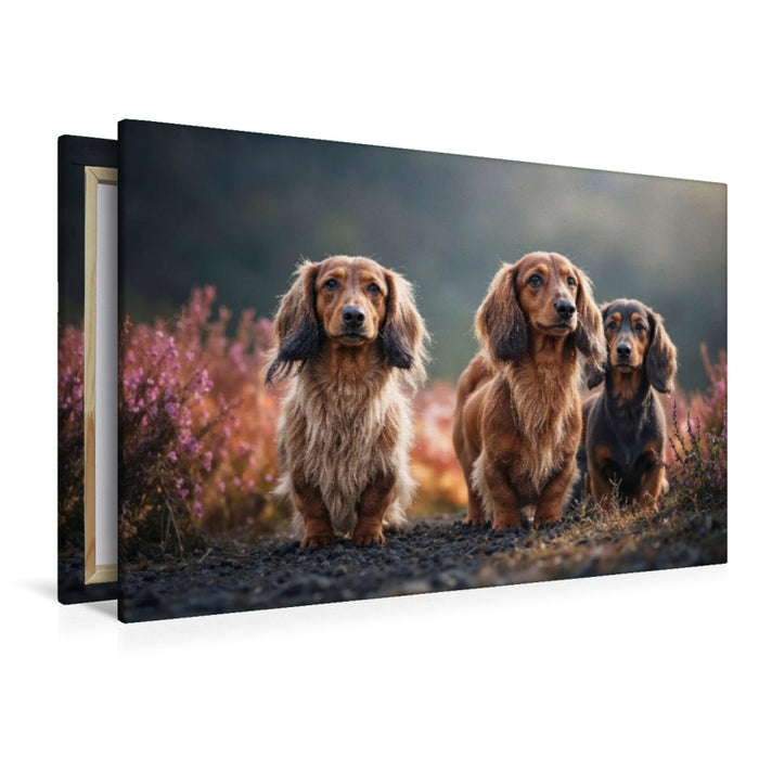 Premium Textil-Leinwand Kurze Beine. Braune Augen. Zum Verlieben