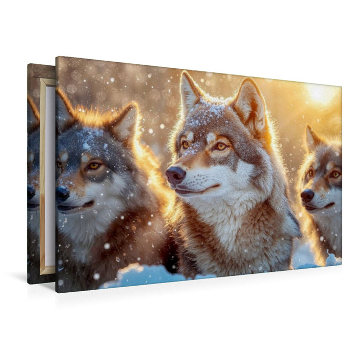 Premium Textil-Leinwand Wachsam im Schnee