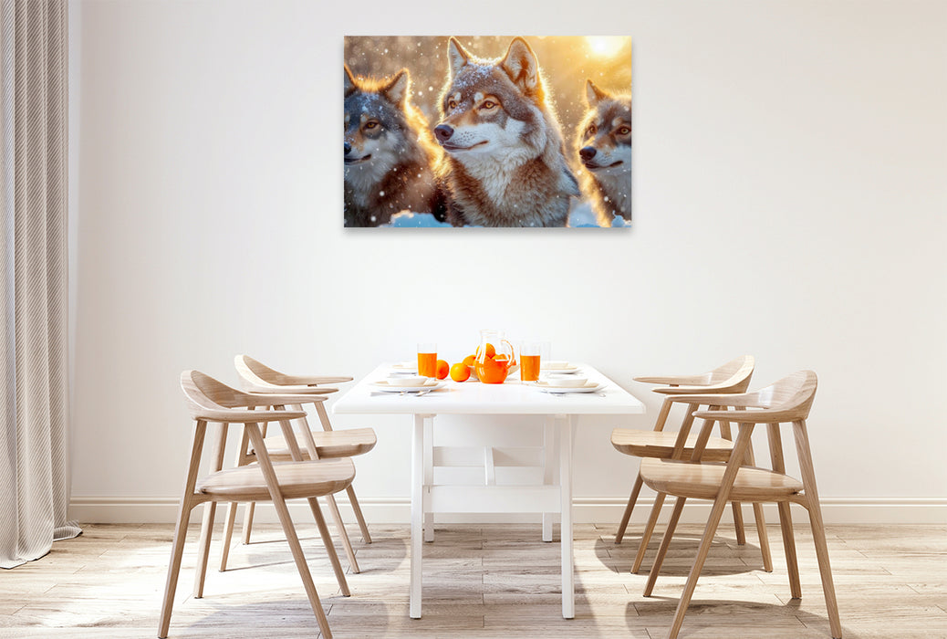 Premium Textil-Leinwand Wachsam im Schnee