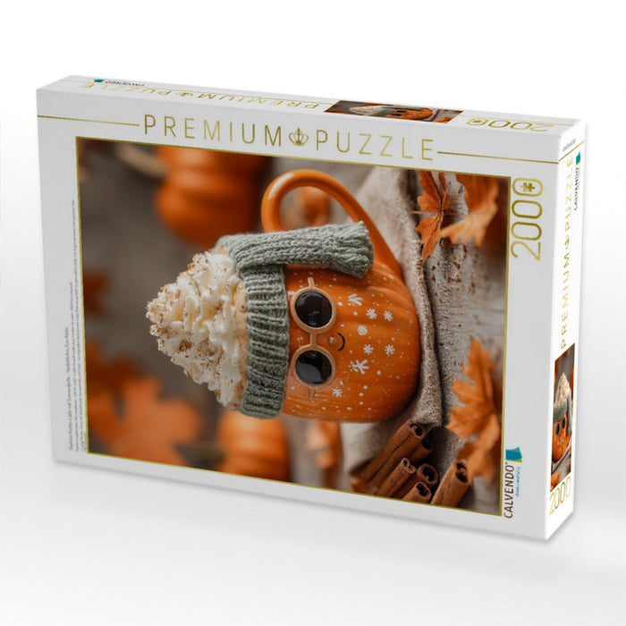 Stylishe Kürbis-Latte mit Sonnenbrille - Herbstliches Fun-Motiv - CALVENDO Foto-Puzzle'