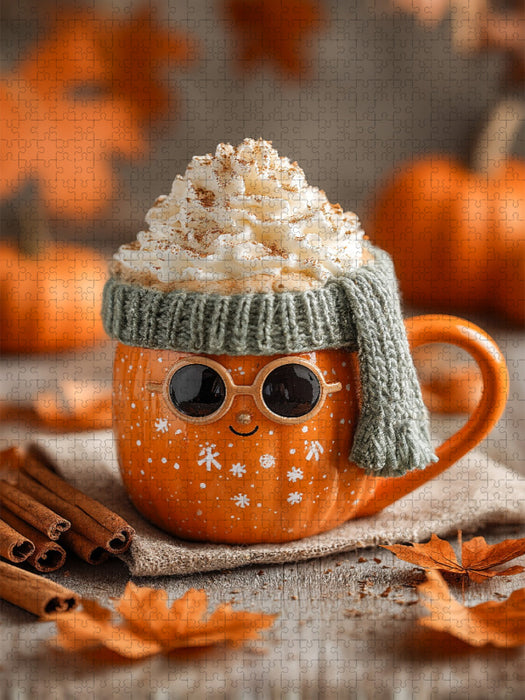 Stylishe Kürbis-Latte mit Sonnenbrille - Herbstliches Fun-Motiv - CALVENDO Foto-Puzzle'