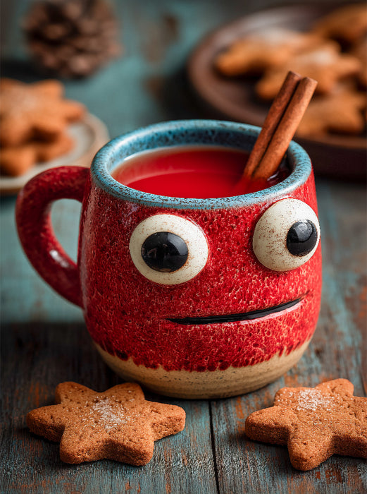 Aufgeregter Kinderpunsch mit großen Augen - Lustiges Wintermotiv - CALVENDO Foto-Puzzle'