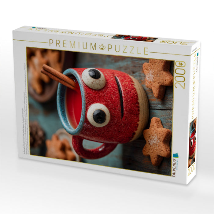 Aufgeregter Kinderpunsch mit großen Augen - Lustiges Wintermotiv - CALVENDO Foto-Puzzle'