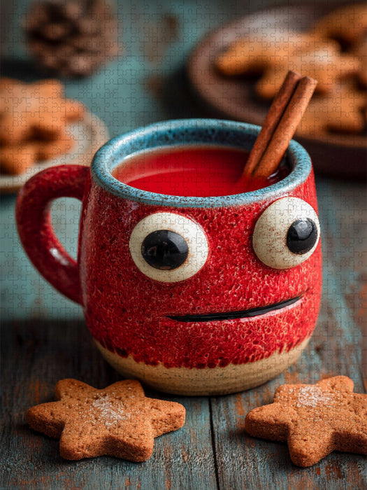 Aufgeregter Kinderpunsch mit großen Augen - Lustiges Wintermotiv - CALVENDO Foto-Puzzle'