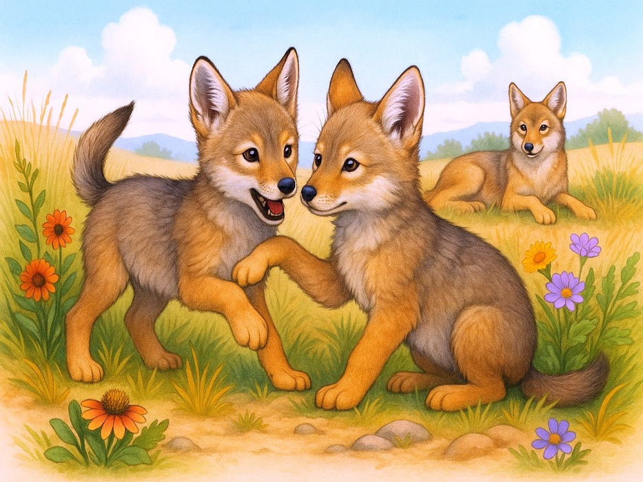 Kojoten Jungtiere beim spielen - CALVENDO Foto-Puzzle'