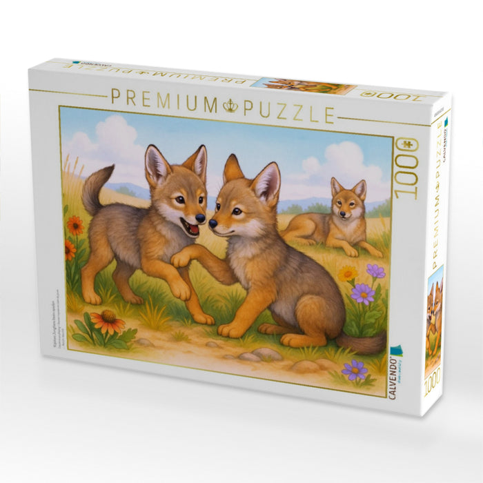Kojoten Jungtiere beim spielen - CALVENDO Foto-Puzzle'