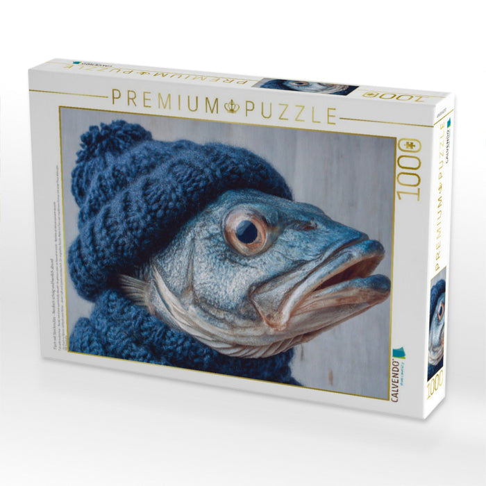 Fisch mit Strickmütze - Nordisch schräg und herrlich absurd - CALVENDO Foto-Puzzle'