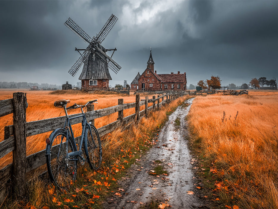 Windmühle im norddeutschen Herbst - Ländliches Idyll mit Nostalgie - CALVENDO Foto-Puzzle'