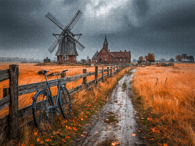 Windmühle im norddeutschen Herbst - Ländliches Idyll mit Nostalgie - CALVENDO Foto-Puzzle'