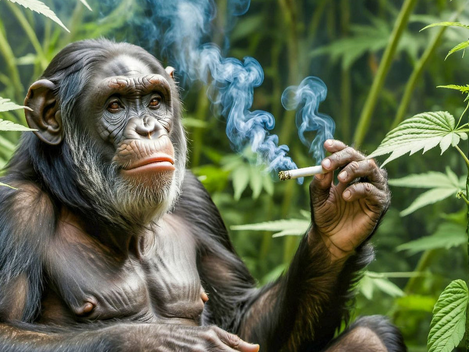 Affe raucht entspannt seinen Joint im Hanfdschungel - CALVENDO Foto-Puzzle'