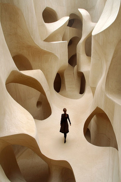 Premium Textil-Leinwand Organische Wege bilden ein Labyrinth