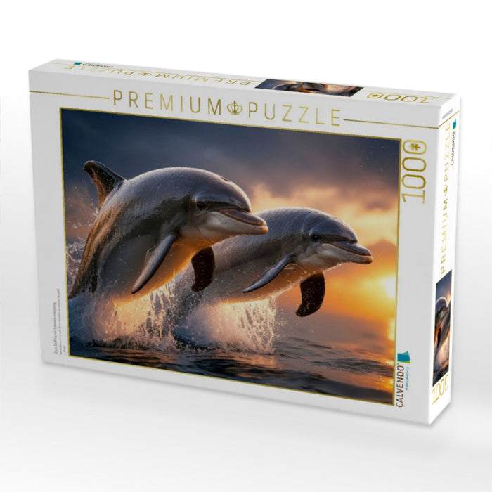 Zwei Delfine im Sonnenuntergang - CALVENDO Foto-Puzzle'