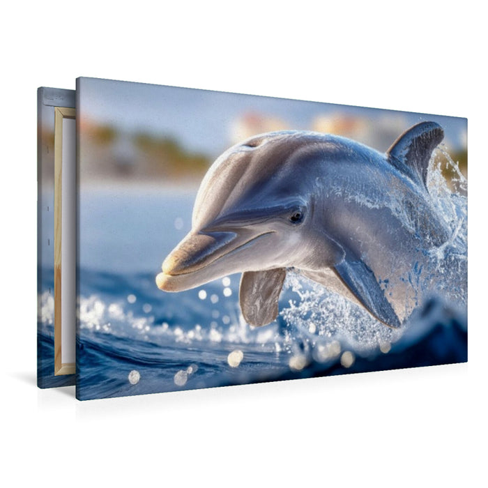 Premium Textil-Leinwand Ein Sprung aus dem Wasser auf der Jagd nach Beute