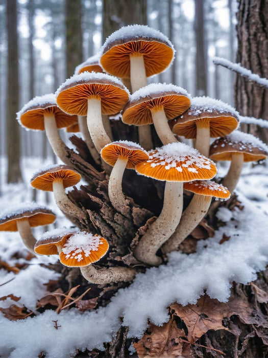 Samtfußrübling im frostigen Winterwald - CALVENDO Foto-Puzzle'