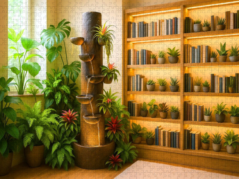 Zimmerbrunnen mit Bromelien - CALVENDO Foto-Puzzle'