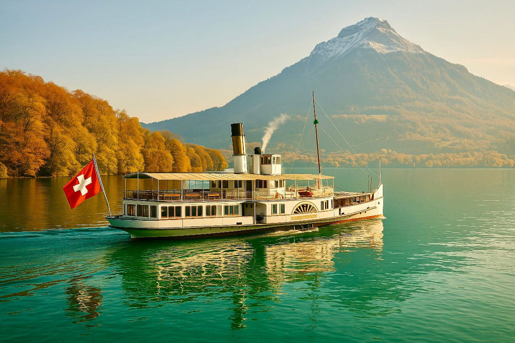 Premium Textil-Leinwand Auf dem Vierwaldstättersee