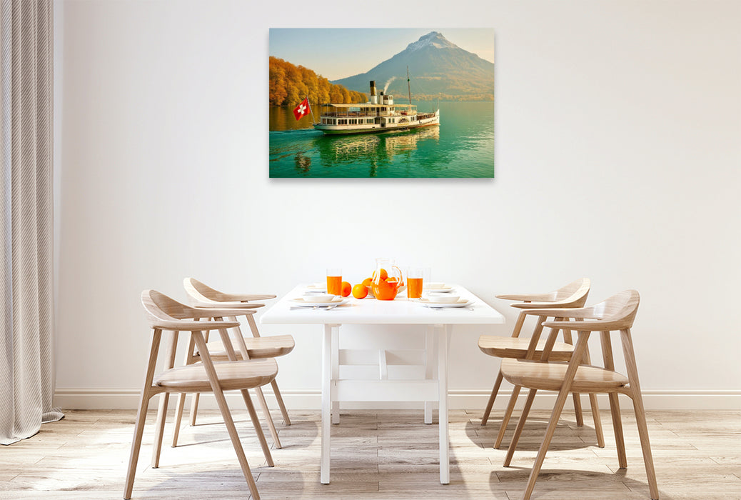 Premium Textil-Leinwand Auf dem Vierwaldstättersee