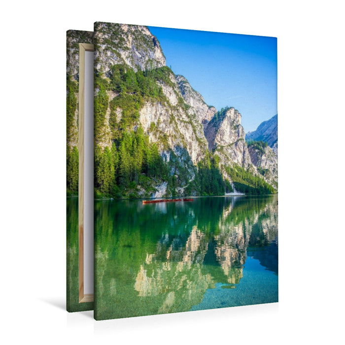 Premium Textil-Leinwand Pragser Wildsee - Südostecke