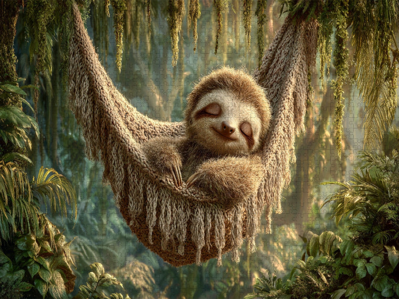 Müdes Faultier in der Dschungel-Hängematte - Einfach süß und entspannt - CALVENDO Foto-Puzzle'