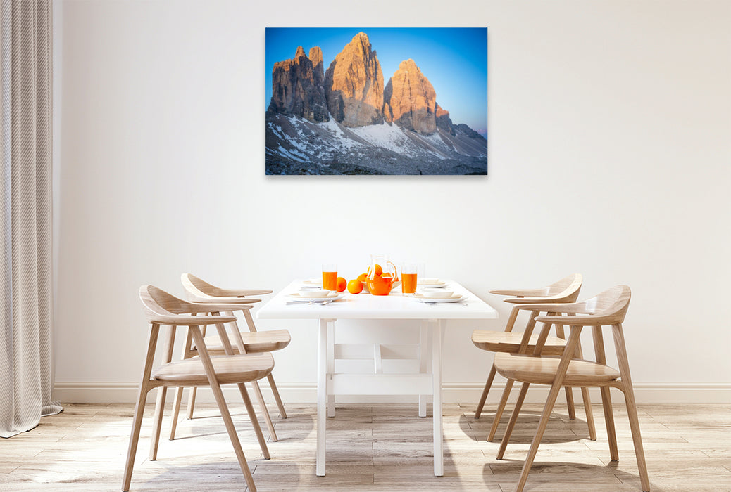 Premium Textil-Leinwand Sonnenaufgang an den Drei Zinnen