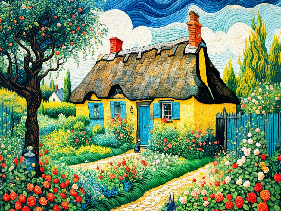 Reetdachhaus mit Bauerngarten - CALVENDO Foto-Puzzle'