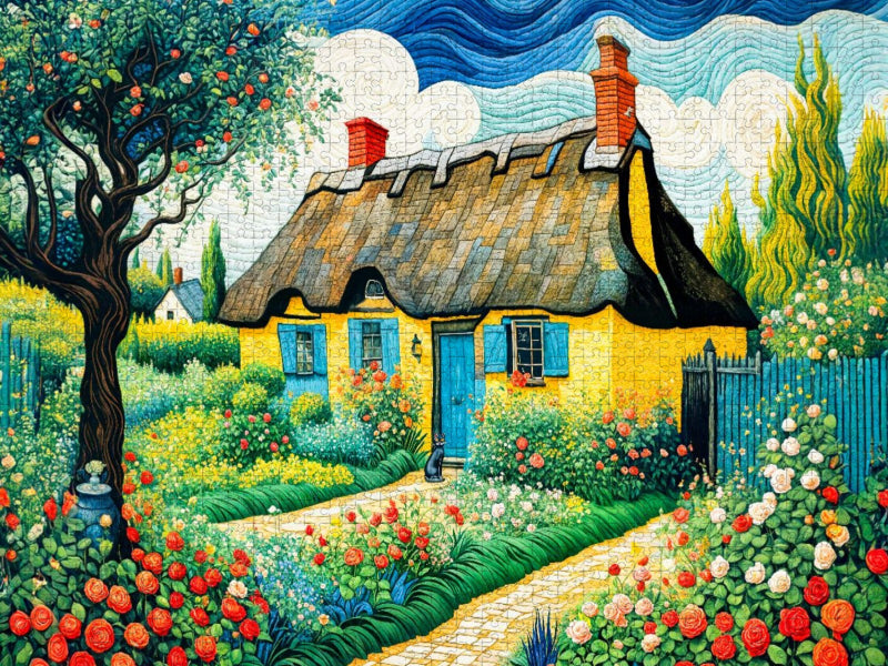 Reetdachhaus mit Bauerngarten - CALVENDO Foto-Puzzle'