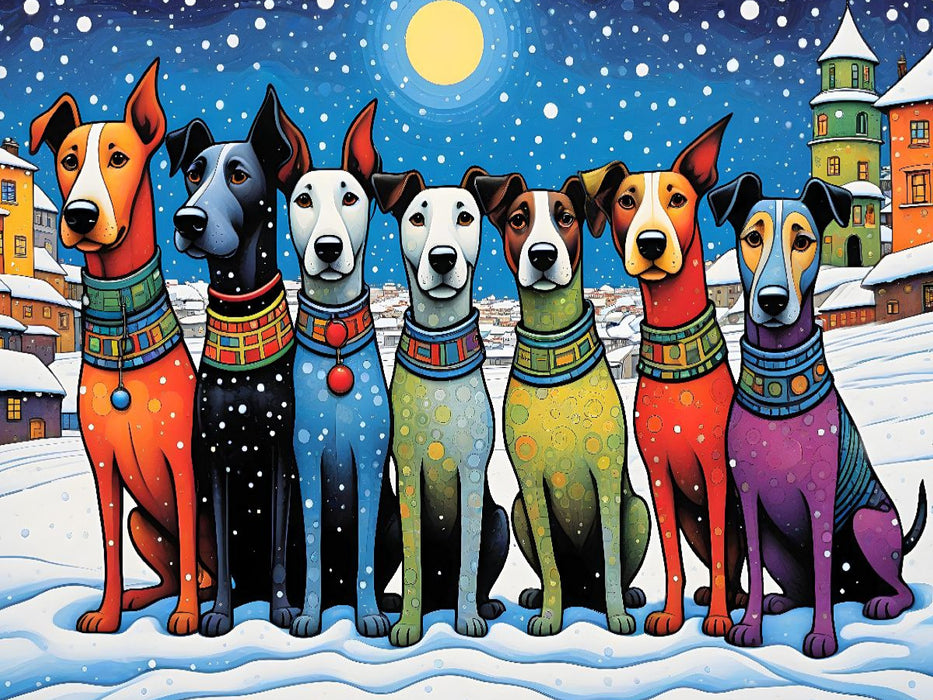 Bunte Hunde - kalte Pfoten, warme Herzen - CALVENDO Foto-Puzzle'