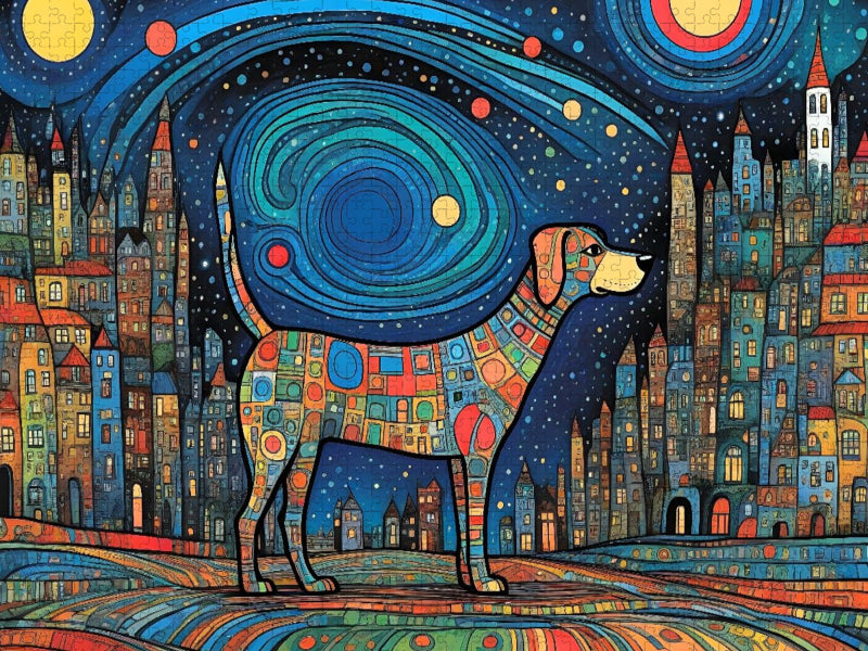 Bunter Hund - Träume sind bunt und manchmal ganz nah - CALVENDO Foto-Puzzle'