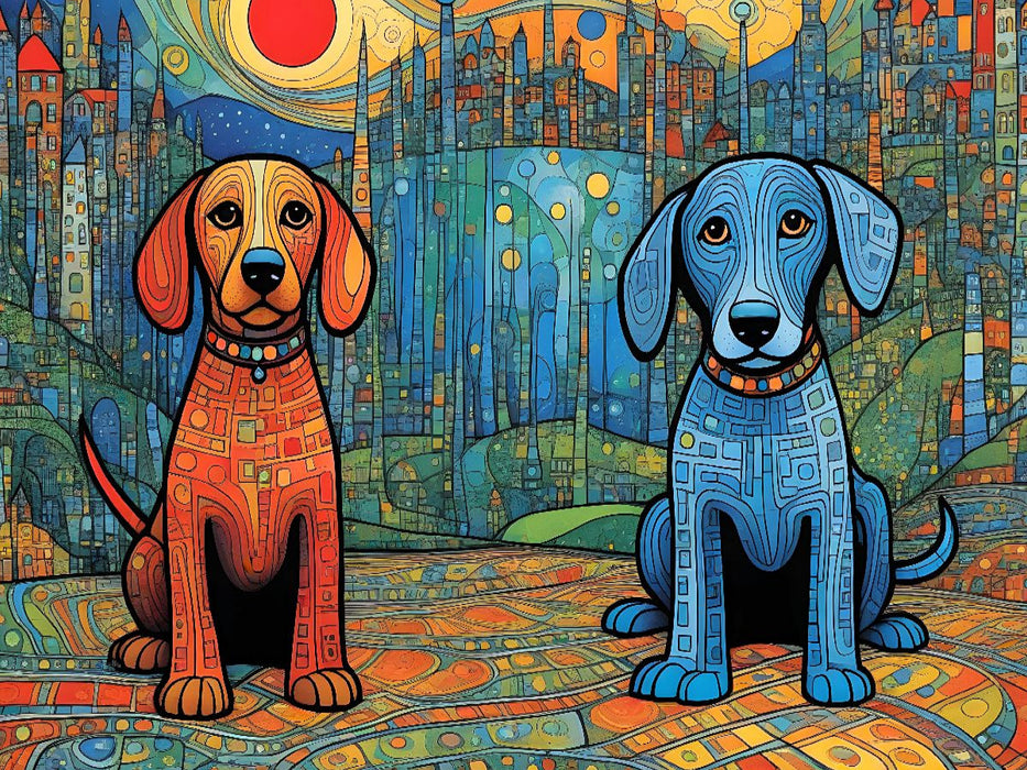 Bunte Hunde - das Leben ist bunt und vielseitig, so wie wir! - CALVENDO Foto-Puzzle'