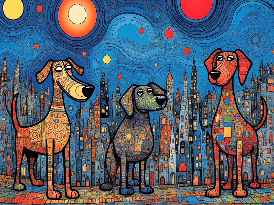 Bunte Hunde - bunt und wild ist ganz normal - CALVENDO Foto-Puzzle'