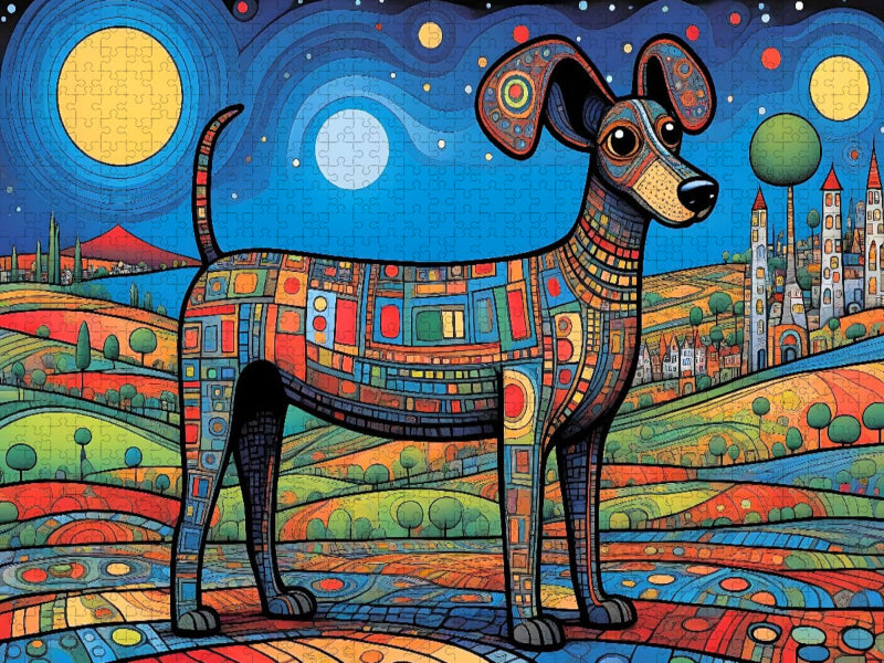 Bunter Hund - das perfekte Glück auf vier Pfoten - CALVENDO Foto-Puzzle'