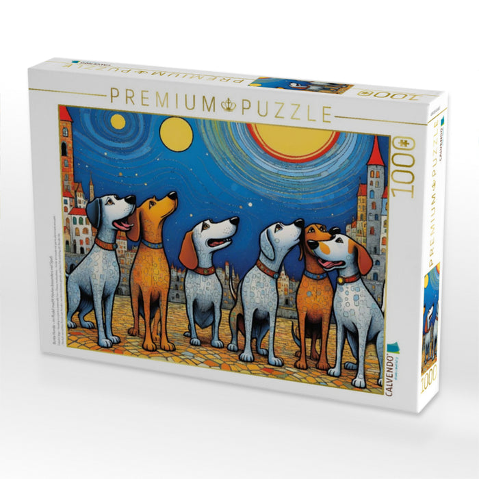 Bunte Hunde - im Rudel macht Heulen besonders viel Spaß - CALVENDO Foto-Puzzle'