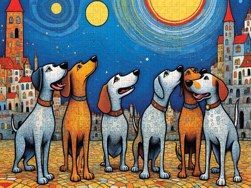 Bunte Hunde - im Rudel macht Heulen besonders viel Spaß - CALVENDO Foto-Puzzle'
