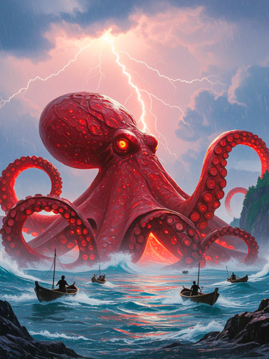 Akkorokamui, riesiger roter Oktopus - CALVENDO Foto-Puzzle'