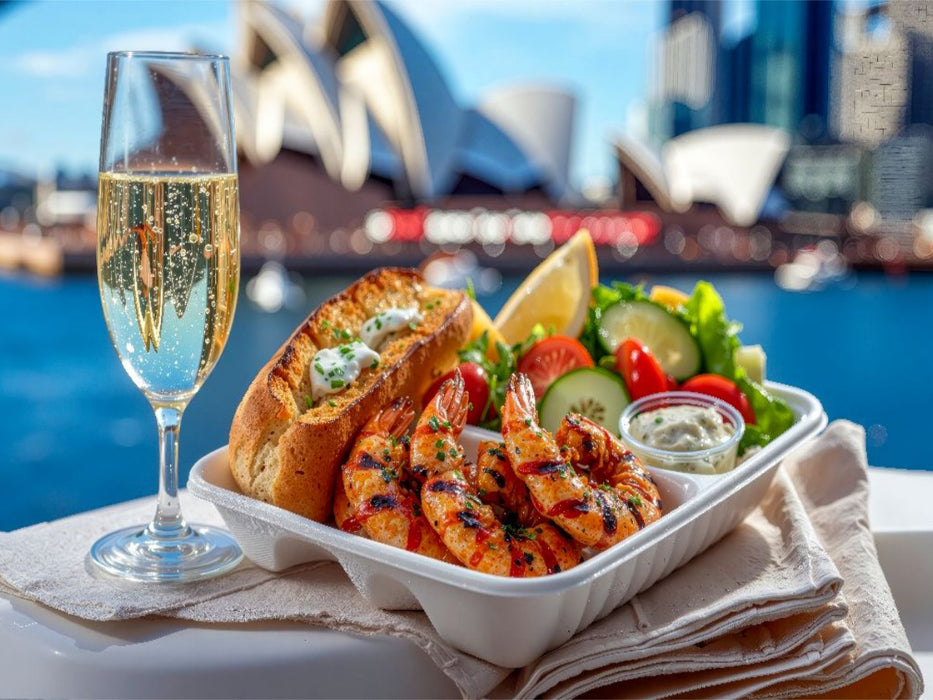 Ein Glanzpunkt - gegrillte Garnelen mit Knoblauchbrot und Dips - CALVENDO Foto-Puzzle'