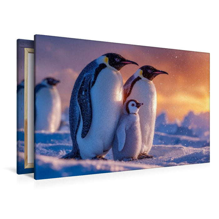 Premium Textil-Leinwand Pinguinmomente zum Verlieben