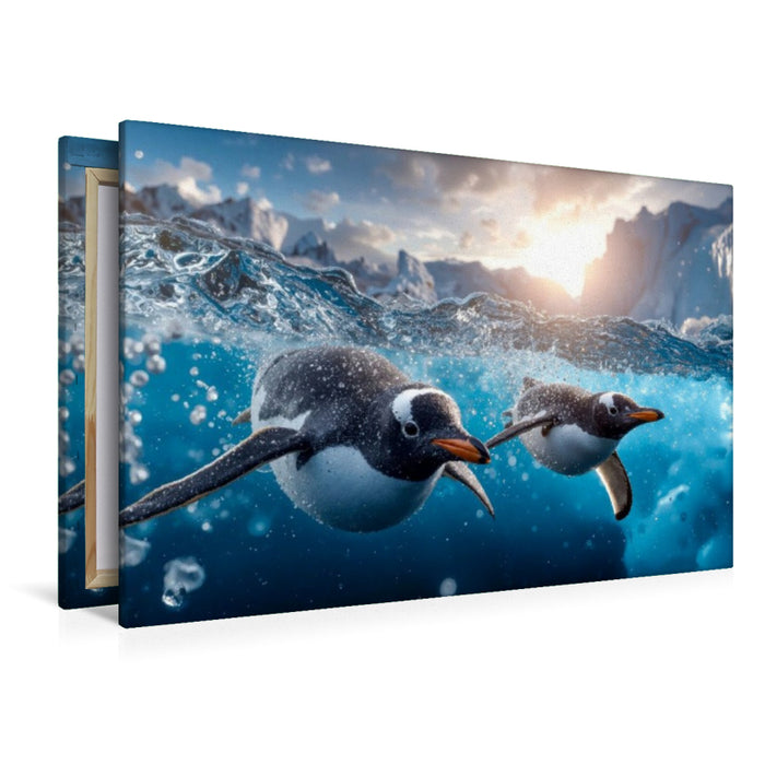 Premium Textil-Leinwand Gemeinsam macht das Fischen mehr Spaß