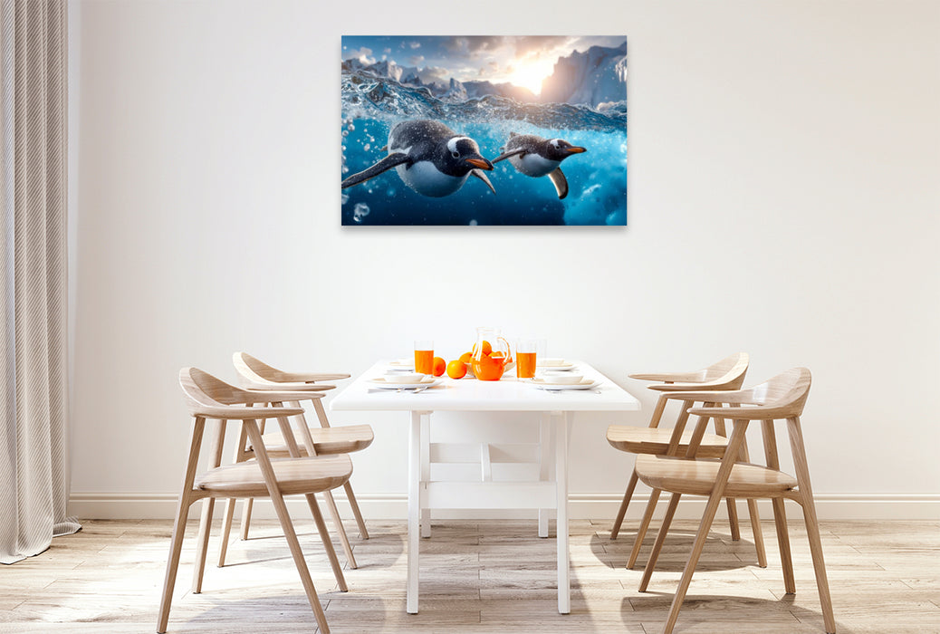 Premium Textil-Leinwand Gemeinsam macht das Fischen mehr Spaß