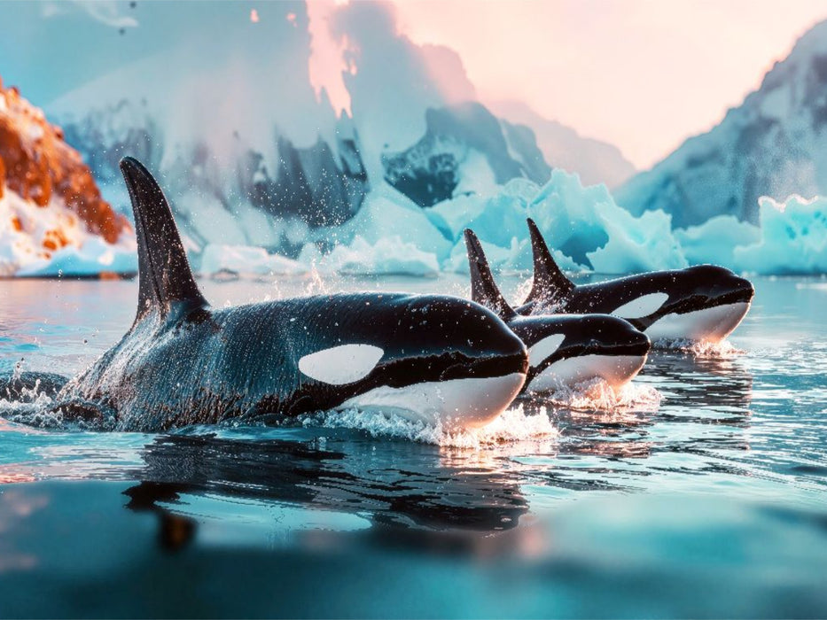 Ist dies ein Wettschwimmen vor eisiger Kulisse? - CALVENDO Foto-Puzzle'