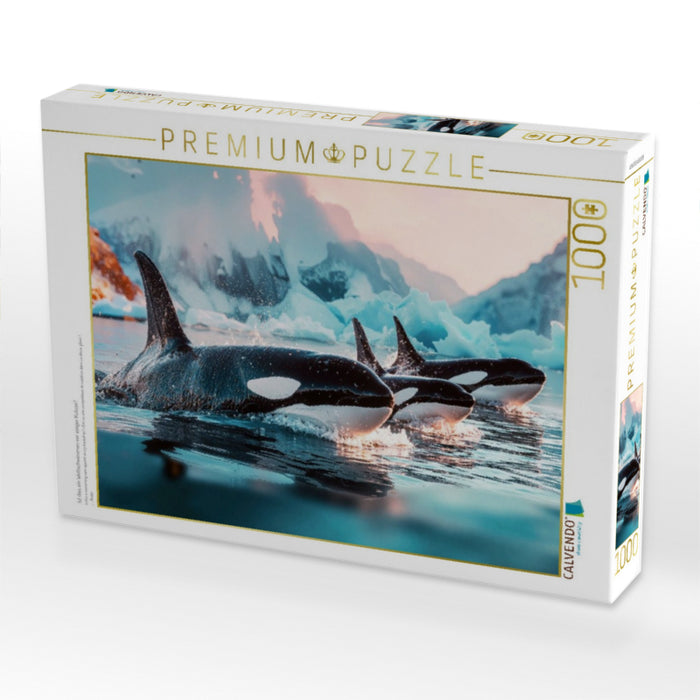 Ist dies ein Wettschwimmen vor eisiger Kulisse? - CALVENDO Foto-Puzzle'