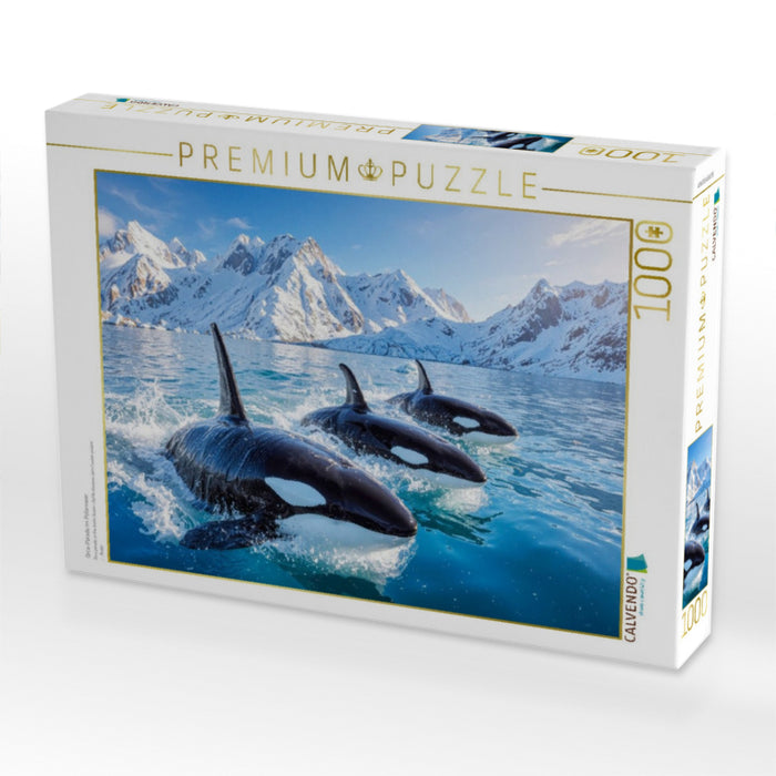 Orca-Parade im Polarmeer - CALVENDO Foto-Puzzle'
