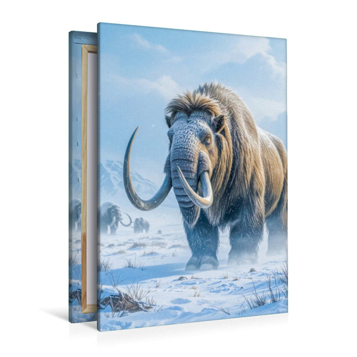 Premium Textil-Leinwand Wollhaarmammut im Schneegestöber