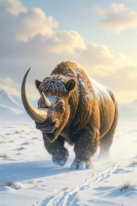 Premium Textil-Leinwand Das Wollnashorn im Eis