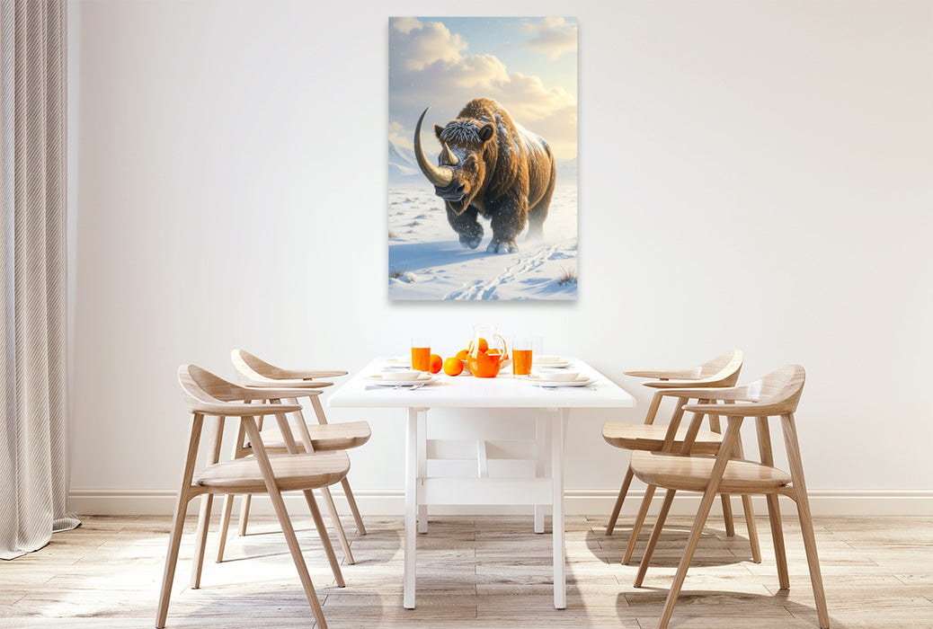 Premium Textil-Leinwand Das Wollnashorn im Eis