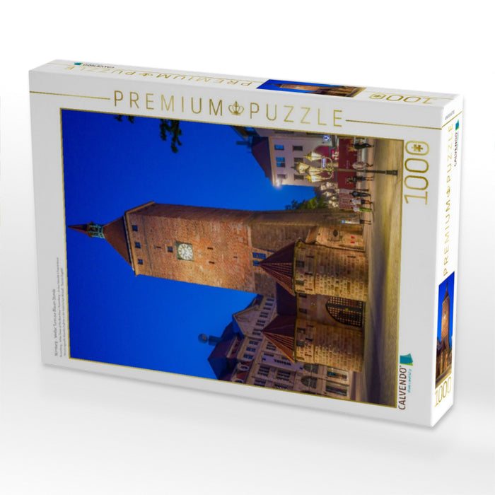 Nürnberg - Weißer Turm zur Blauen Stunde - CALVENDO Foto-Puzzle'