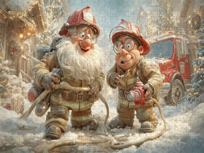 Wenn der Weihnachtsmann löschen kommt, gibt’s Geschenke mit Blaulicht! - CALVENDO Foto-Puzzle'
