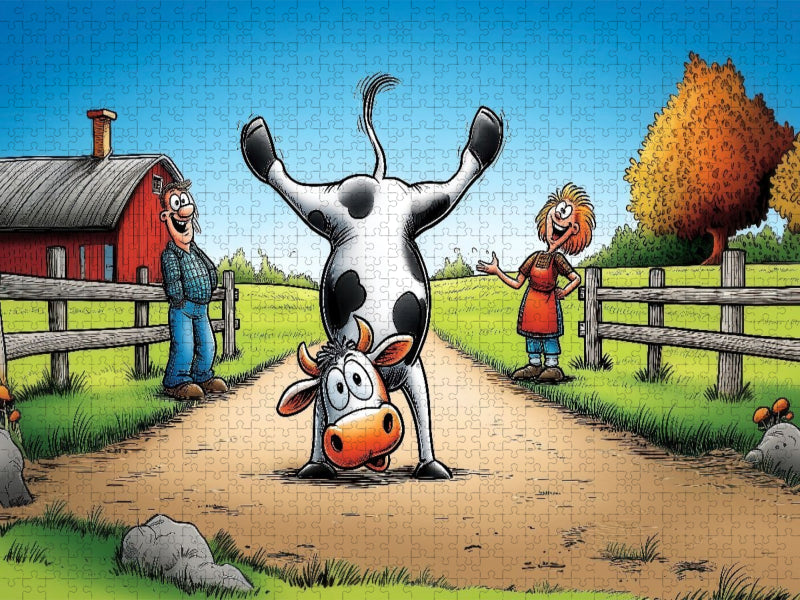 Kuh im Handstand - CALVENDO Foto-Puzzle'