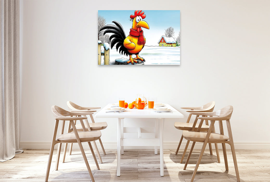 Premium Textil-Leinwand Heiserer Hahn