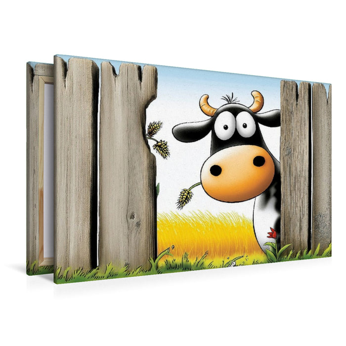Premium Textil-Leinwand Ausbrecherkuh